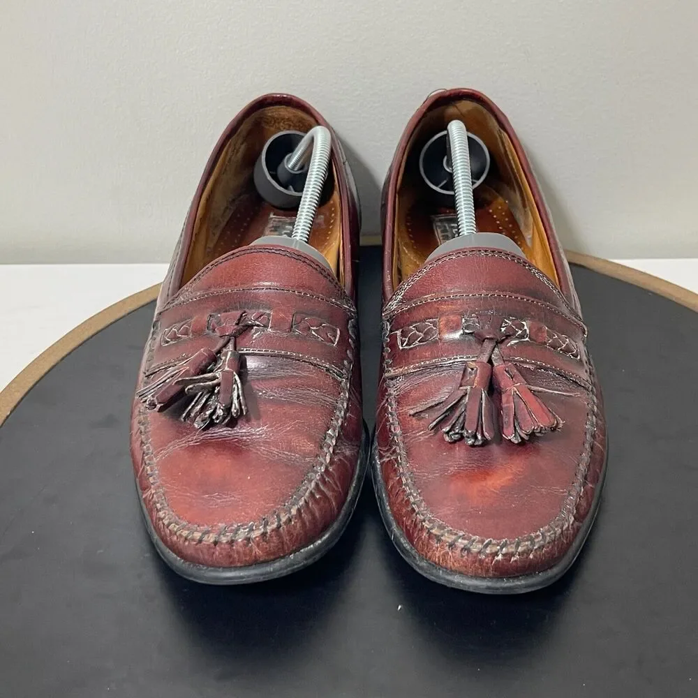 Florsheim Mens Tassel Loafers Burgundy Leather Made in Italy 10‎ D Dress Shoe